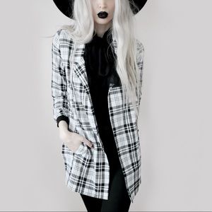 Long Line B&W Plaid Blazer